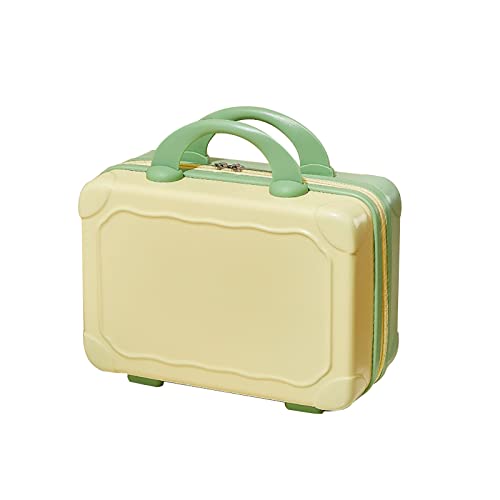 HUANIZI 35,6 cm ABS-Kosmetiktasche, tragbar, Reise-Make-up-Koffer, dekorative Handgepäck-Tragetasche für Frauen und Mädchen, Gelb mit Matcha, AS THE PIC SHOW von HUANIZI