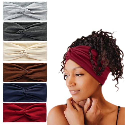 Bandana-Sport-Stirnbänder für Damen, rutschfest, elastisch, Schweißstoff, Haarschal, Schweißband, Stirnbänder für Laufen, Yoga, Zubehör für Damen, 6 Stück von HUANMAYE