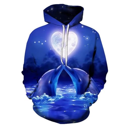 HUANYIN Tier Mond Paar Delphin 3D Druck Hoodies Unisex Mode Jacken mit Taschen Coole Tops HUANYIN Tier Mond Paar Delphin 3D Druck Hoodies Unisex Mode Jacken mit Taschen Coole Tops von HUANYIN