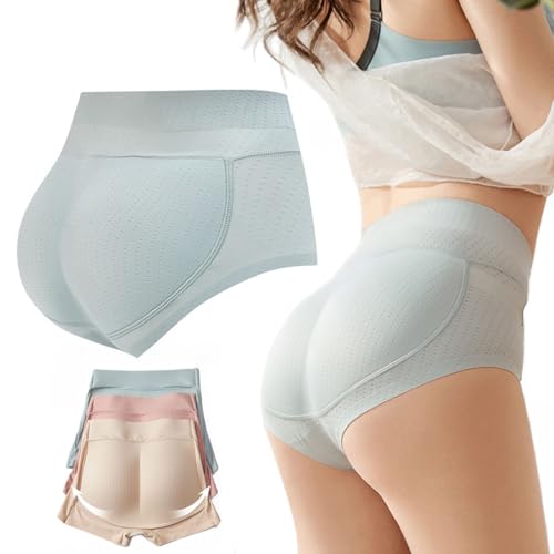 Nahtlose Butt Lift Höschen mit Pads, Frauen Butt Pads Fake Butt Lifter Shapewear gepolsterte Höschen, Tummy Control Mieder Hosen (A-Blau,L (50-57.5kg)) von HUANZHI