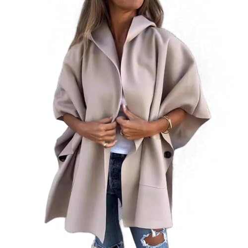 Women 's Open Front Mantel Cape Mantel, Lange Ärmel lässig Quaste Schal Mantel, solide Farbe kurzen Mantel Capes (Aprikose,4XL) von HUANZHI