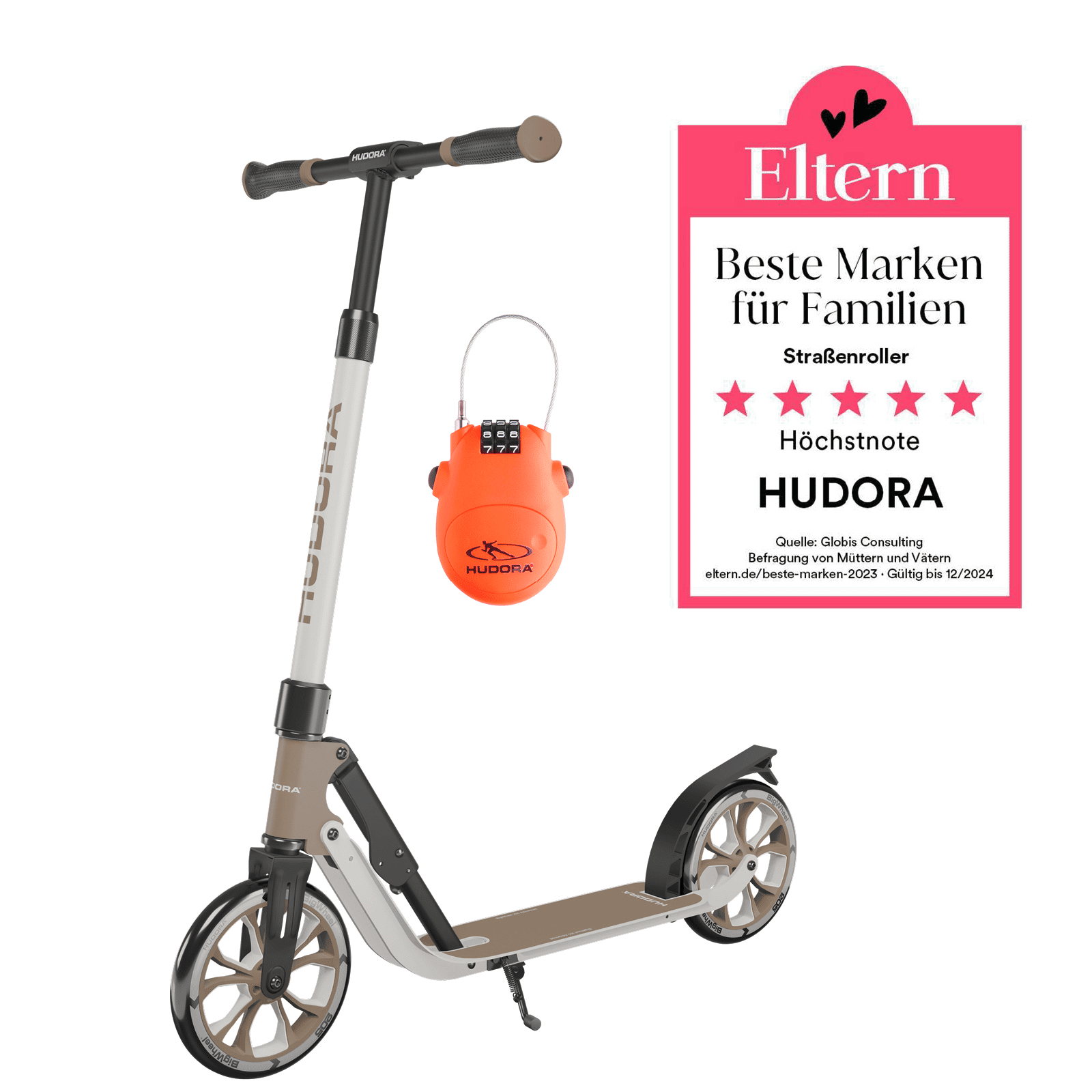 HUDORA BigWheel® 205 Advanced, ivory inklusive Kabelschloss von Hudora