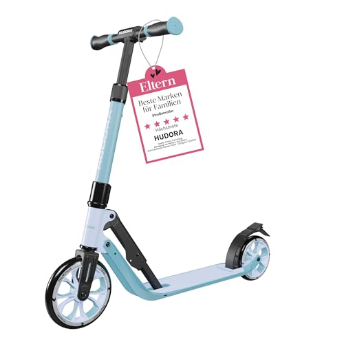 HUDORA BigWheel® 180 Advanced Junior - Hochwertiger & sicherer Kinder Roller ab 3 Jahre - Zusammenklappbarer City Roller mit Reflektoren - Höhenjustierbarer Scooter für Jungen & Mädchen bis 60 kg von HUDORA