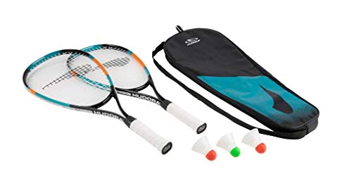 HUDORA Badminton Set Speed - 2 Badmintonschläger aus Aluminium & 3 Federbälle - Federballset inklusive Tragetasche - Outdoor Badminton Schlägerset für Freunde & Familie - Badminton Zubehör von HUDORA