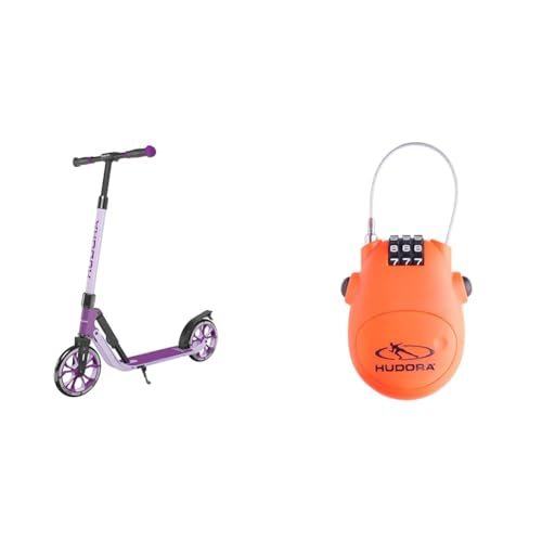 HUDORA BigWheel® 205 Advanced Scooter - Komfortabler Aluminium-Roller für bis zu 100kg & Erwachsene & Kabel-Schloss Fahrrad Scooter von HUDORA