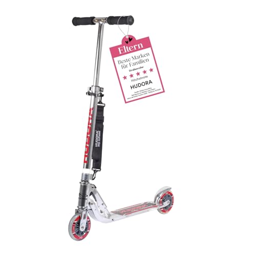 HUDORA BigWheel 125 Scooter - Sicherer & hochwertiger Aluminium-Roller für Kinder - Höhenverstellbarer & zusammenklappbarer Cityroller für bis zu 100kg - Stabiler Tretroller mit Tragegurt von HUDORA