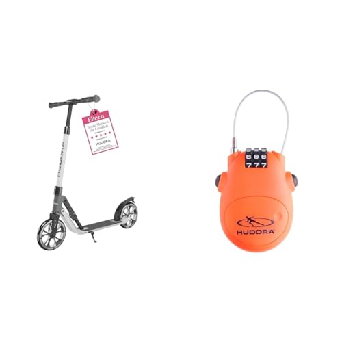 HUDORA BigWheel 205 Advanced Scooter - Komfortabler Aluminium-Roller für bis zu 100kg & Kabel-Schloss Fahrrad Scooter, Zahlenschloss, 14492 von HUDORA