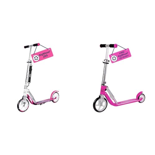 HUDORA BigWheel 205 Scooter - Stabiler Aluminium-Roller & Little Big Wheel Scooter Magenta Roller Kinder - Verstellbare Lenkerhöhe von 68 bis 74 cm (Little Big Wheel Scooter) von HUDORA