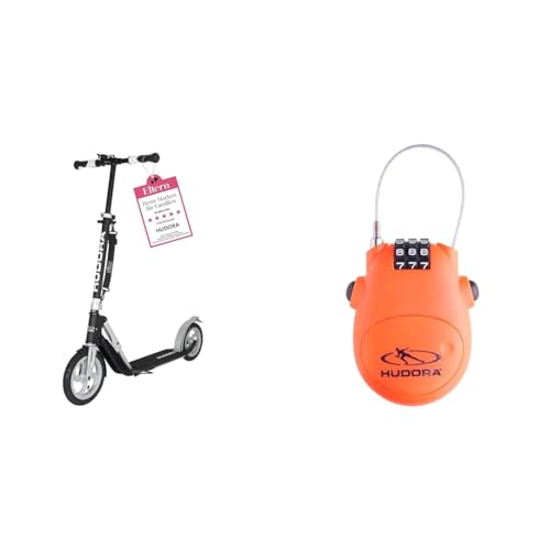 HUDORA BigWheel Air 230 Scooter - Tretroller mit/ohne Handbremse & Kabel-Schloss Fahrrad Scooter, Zahlenschloss, 14492 von HUDORA