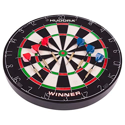 HUDORA Dartscheibe Bristle Dartboard Winner, inkl. 6 Dartpfeile mit Metallspitze - 77032 von HUDORA