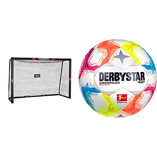 HUDORA Fussballtor Pro Tect - Torwand für Kinder und Erwachsene - Fussball Tor 180 x 120 cm für Garten / Outdoor - Schwarz / Rot - 76913 & Derbystar Brillant Ball Multicolor 5 HUDORA Fussballtor Pro Tect - Torwand für Kinder und Erwachsene - Fussball Tor 180 x 120 cm für Garten / Outdoor - Schwarz / Rot - 76913 & Derbystar Brillant Ball Multicolor 5 von HUDORA