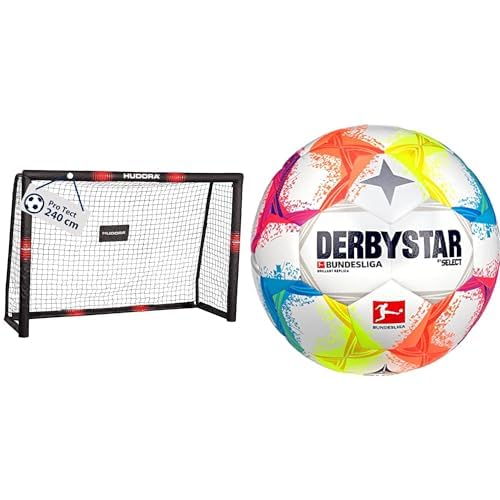 HUDORA Fussballtor Pro Tect - Torwand für Kinder und Erwachsene - Fussball Tor 240 x 160 cm für Garten / Outdoor & Derbystar Brillant Ball Multicolor 5 HUDORA Fussballtor Pro Tect - Torwand für Kinder und Erwachsene - Fussball Tor 240 x 160 cm für Garten / Outdoor & Derbystar Brillant Ball Multicolor 5 von HUDORA