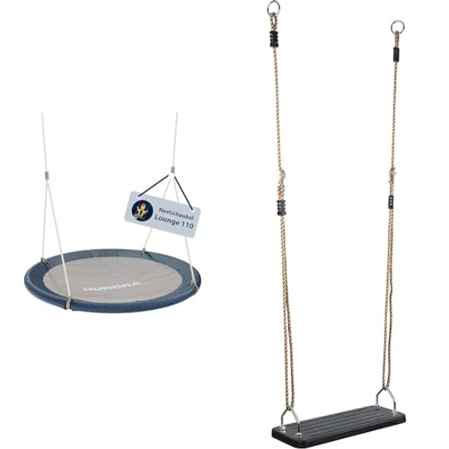 HUDORA Nestschaukel Lounge - Höhenverstellbare Nestschaukel mit 90/110cm Durchmesser & Gummibrettschaukel HUDORA Nestschaukel Lounge - Höhenverstellbare Nestschaukel mit 90/110cm Durchmesser & Gummibrettschaukel von HUDORA