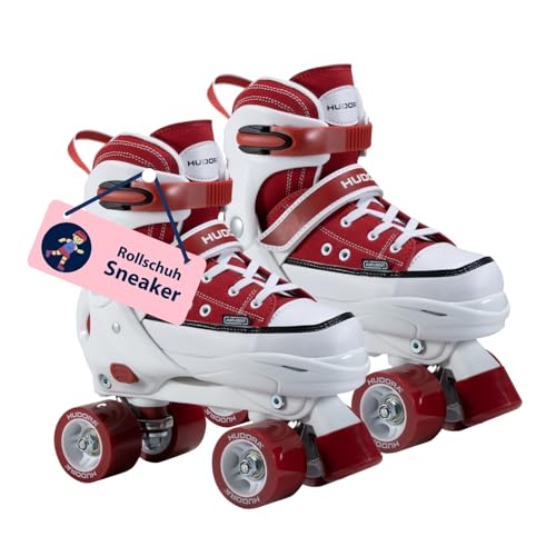 HUDORA Roller Skates Sneaker in versch. Farben & Größen - Kinder Rollschuhe über 4 Größen verstellbar - Rollschuhe für Kinder & Jugendliche - Roller Schuhe mit 4 austauschbaren Innensohlen von HUDORA