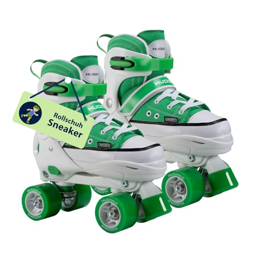 HUDORA Roller Skates Sneaker in versch. Farben & Größen - Kinder Rollschuhe über 4 Größen verstellbar - Rollschuhe für Kinder & Jugendliche - Roller Schuhe mit 4 austauschbaren Innensohlen von HUDORA