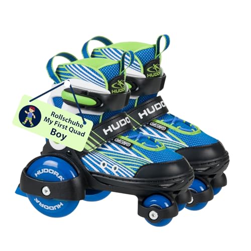 HUDORA Rollschuh My First Quad in versch. Größen & Farben - hochwertige Rollschuhe für Kinder bis 20kg - Kinder Rollschuhe größenverstellbar - sichere Einsteiger-Rollerskates mit großen Rollen von HUDORA