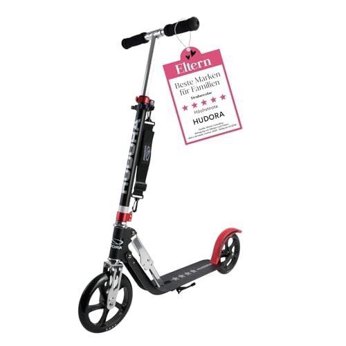 HUDORA BigWheel Scooter 205 - Stabiler Aluminium-Roller - Höhenverstellbarer & zusammenklappbarer Cityroller - Kinder- & Erwachsenenroller für bis zu 100kg - Tretroller mit Ständer von HUDORA