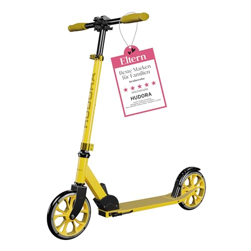 HUDORA Scooter Up 200 - Geräuscharmer Aluminium-Roller für bis zu 100kg - Höhenverstellbarer & zusammenklappbarer Tretroller - Ruckelfreier Kick-Scooter für Kinder/Jugendliche & Erwachsene von HUDORA