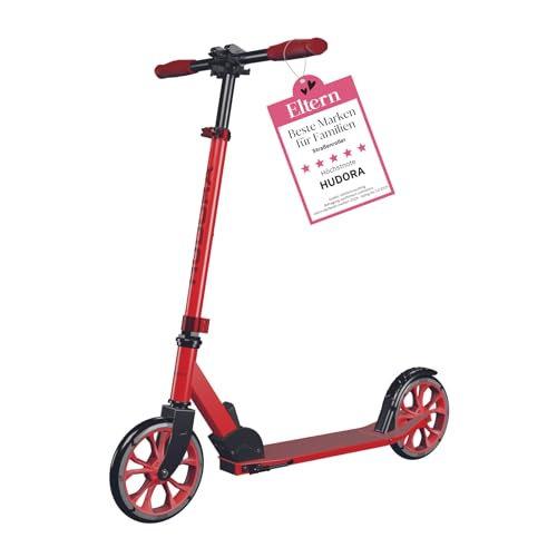 HUDORA Scooter Up 200 - Geräuscharmer Aluminium-Roller für bis zu 100kg - Höhenverstellbarer & zusammenklappbarer Tretroller - Ruckelfreier Kick-Scooter für Kinder/Jugendliche & Erwachsene von HUDORA