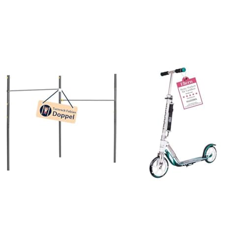 HUDORA Turnreck Fabian Standard/Pro - einfache/doppelte Turnstange & Roller für Erwachsene – Klappbarer Erwachsenen-Roller, höhenverstellbar, HUDORA BigWheel 205 Scooter - Stabiler Aluminium-Roller von HUDORA