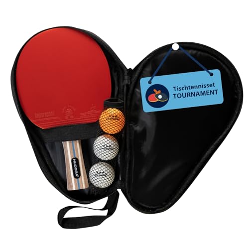 HUDORA Tischtennis Set Tournament - hochwertiges Tischtennisschläger Set mit 1 Schläger & 3 Bällen - Ping Pong Schläger Set inkl. Aufbewahrungstasche - Tischtennis Schläger ideal für Profis HUDORA Tischtennis Set Tournament - hochwertiges Tischtennisschläger Set mit 1 Schläger & 3 Bällen - Ping Pong Schläger Set inkl. Aufbewahrungstasche - Tischtennis Schläger ideal für Profis von HUDORA