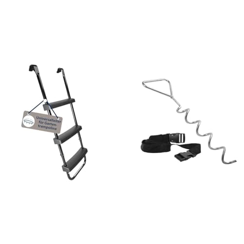 HUDORA Universalleiter - Rutschhemmende Trampolinleiter mit Breiten Stufen & Erdanker-Set - Trampolin Zubehör Bodenanker - 65011 HUDORA Universalleiter - Rutschhemmende Trampolinleiter mit Breiten Stufen & Erdanker-Set - Trampolin Zubehör Bodenanker - 65011 von HUDORA