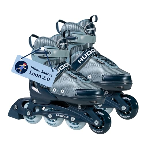 HUDORA Inline Skates Mia/Leon 2.0 - Inliner für Kinder/Jugendliche & Erwachsene in versch. Größen & Farben - Roller Skates bis zu 4 Größen verstellbar - Bequeme & stilvolle Rollerskates von HUDORA