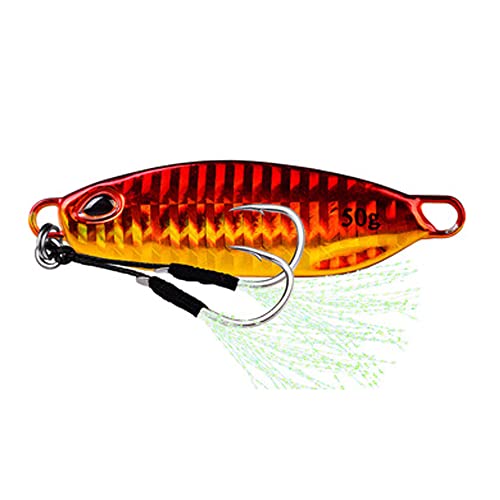 10G / 15G / 20G / 30G / 40G / 50G Kleine Shore Feather Hooks Köder Flacher Körper Schnell Rotierendes Metall for Bass Forellen Angeln (Color : Jigging Lure 13-02, Size : 50 G) von HUFFA