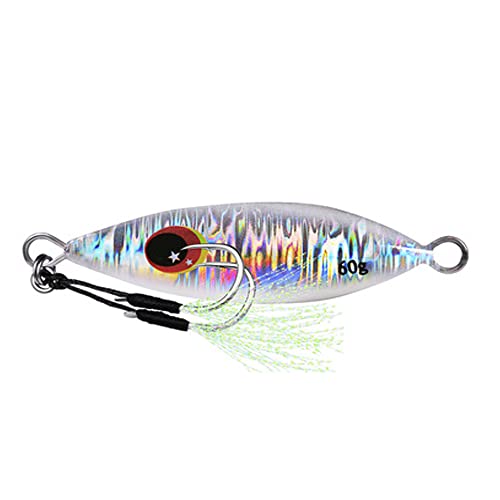 HUFFA Jigging Wobbler 10G / 20G / 30G / 40G / 60G Doppelhaken mit Feder Bass Tackle Leuchteffekt Metall Slow Hard Baits (Color : Jigging Lure 9-06, Size : 30G) von HUFFA