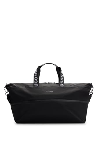 HUGO Herren Luka Holdall Weekender mit Logo-Schriftzug, Logo-Webriemen und Reißverschluss Schwarz Stck HUGO Herren Luka Holdall Weekender mit Logo-Schriftzug, Logo-Webriemen und Reißverschluss Schwarz Stck von HUGO
