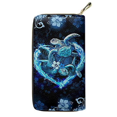 HUGS IDEA Damen Geldbörse mit Reißverschluss und Tiermotiv, aus Polyurethan, lange Geldbörse, Blaue Schildkröten, Small HUGS IDEA Damen Geldbörse mit Reißverschluss und Tiermotiv, aus Polyurethan, lange Geldbörse, Blaue Schildkröten, Small von HUGS IDEA