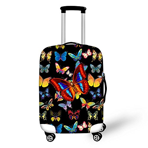 HUGS IDEA Elastische Schutzhülle für Reisegepäck mit Schmetterlingsdruck, Butterfly Schwarz, S (18"-22" cover) von HUGS IDEA