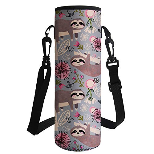 HUGS IDEA Kawaii Animal Neopren-Trinkflaschenhalter mit verstellbarem Schulterriemen L Sloth 2 von HUGS IDEA