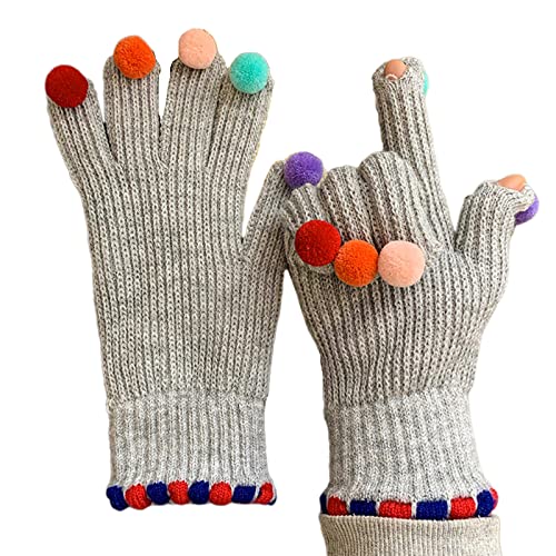 HUIFACAI Handschuhe mit zwei Fingern, freiliegend, buntes Dekor, für Damen, Teenager, gestrickt, Skifahren, Radfahren von HUIFACAI