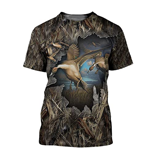 HUIGUANG Herren 3D Druck T-Shirt Camouflage Dschungel Jagd Ente 3D Druck T-Shirt Mode Sommer Casual Herren T-Shirt Lustige Frauen T-Shirt Streetwear Harajuku Kleidung von HUIGUANG