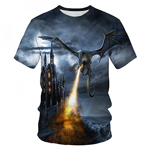 HUIGUANG Herren 3D Druck T-Shirt Drachen 3D-gedrucktes T-Shirt für Männer und Frauen, Jungen, Sommer, Freizeit-T-Shirt, Kurzarm-T-Shirt, Cooles Drachen-T-Shirt von HUIGUANG