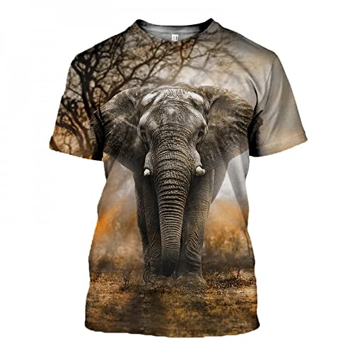 HUIGUANG Herren 3D Druck T-Shirt Kurzärmliges T-Shirt mit 3D-Tier, Elefant, Faultier, Katze, Schildkröte, Harajuku, lässiges Sommeroberteil von HUIGUANG