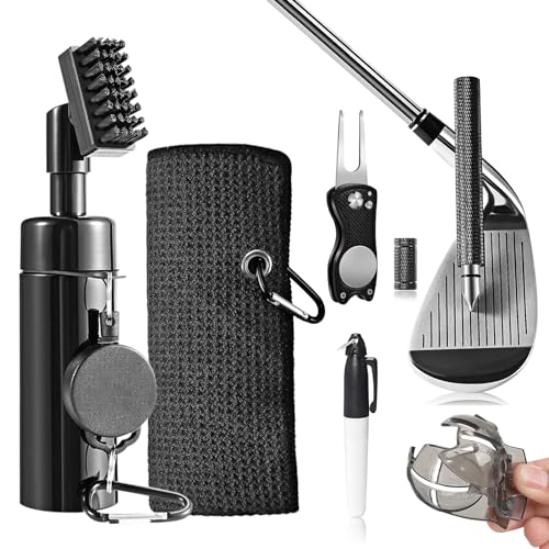 HUIJUTCHEN Golf Reinigungswerkzeug Kit Multifunktionaler Golfzubehör Golfschläger Bürste Rillenreiniger mit Golftuch Karabiner, Rillenschärfer für Schlägerflächen Rillen für Männer Golfer Geschenke HUIJUTCHEN Golf Reinigungswerkzeug Kit Multifunktionaler Golfzubehör Golfschläger Bürste Rillenreiniger mit Golftuch Karabiner, Rillenschärfer für Schlägerflächen Rillen für Männer Golfer Geschenke von HUIJUTCHEN