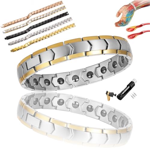 HUIQINGLI Copperpulse Prostata Wellness Band, Magnetisches Kupferband, Magnetisches Kupfer Prostataband, Quantenarmband für Männer (Einheitsgröße,Silber + Gold) von HUIQINGLI