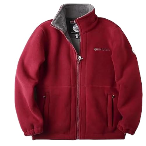 HUIQINGLI Doppellagige Fleece-Kapuzenjacke, 360-Grad-Ultra-Warm-Sherpa-Jacke, Winter-Polar-Fleece-Jacke mit durchgehendem Reißverschluss und Taschen (Rot,2XL (100-110) kg) von HUIQINGLI