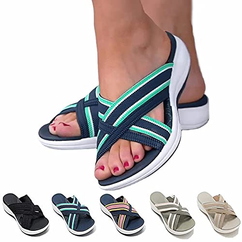 Heccie Orthopädische Sandalen, Leichte orthopädische Stretch-Sandalen, Upgradedämpfende Sohlengleitsandale mit Fußgewölbeunterstützung (Grün,38) von HUIQINGLI