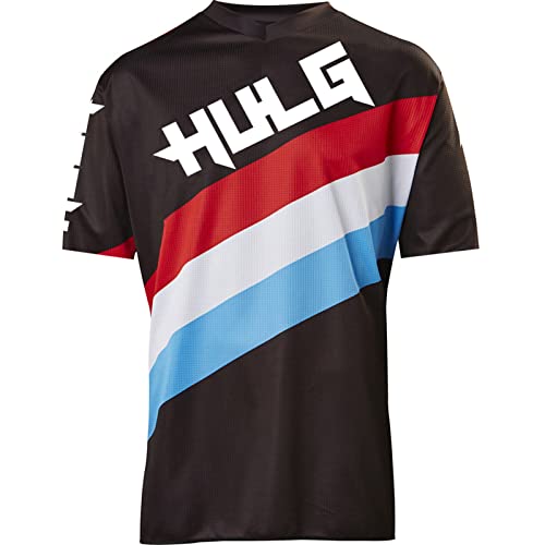 Herren Fahrradtrikot, Kurzarm Radtrikot Fahrrad Trikot Fahrradbekleidung Für Männer, Atmungsaktive Cycling Jersey Radsport Bekleidung,Fahhradtrikot MTB Rennrad (Black,5XL) von HULG