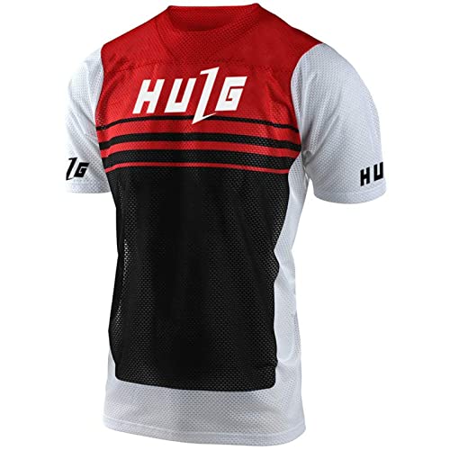 Herren Radtrikot, Fahrradtrikot Kurzarm,Fahrrad Shirt Fahrradbekleidung Radshirt Für Männer, Atmungsaktive Cycling Jersey Schnell Trocknen Radsport Bekleidung (Color-23,L) von HULG