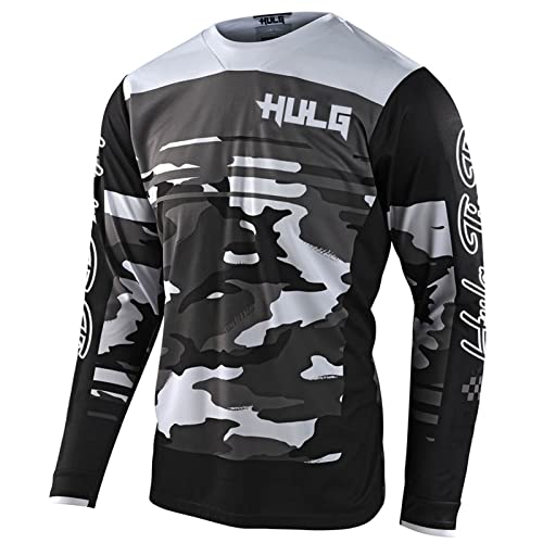 MTB Trikot,Herren Langarm MountainbikeShirt,Motocross-Shirt Langarm | MX MTB Mountainbike (Black,L) von HULG