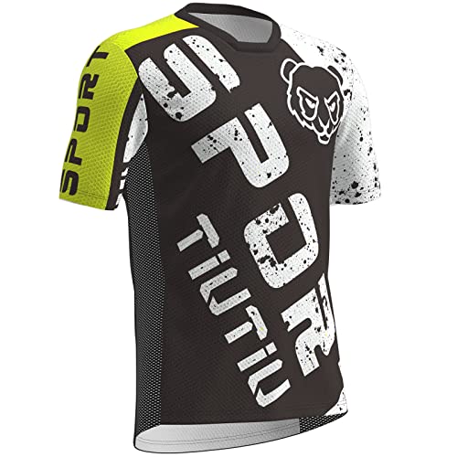 Radfahren Jersey,MTB-Trikot Outdoor-Radsport Fahrrad Reitanzug Langarm-Shirt,Unisex Downhill-Anzug Herren Mountainbike Motocross Trikot (Black,XXL) von HULG