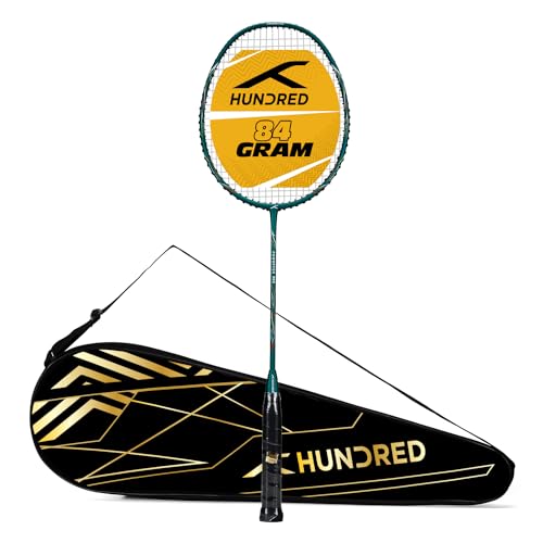 HUNDRED POWERTEK 905 Full Graphite Badminton Racket with Cover (Emerald) | for Intermediate Player | Weight: 84 Gram | Maximum String Tension - 26lbs von HUNDRED