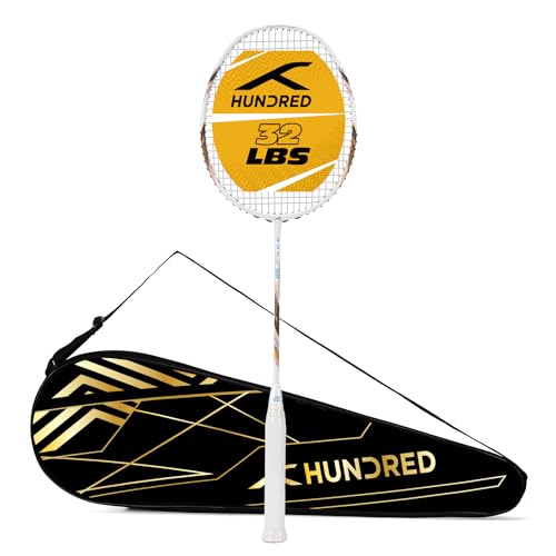 HUNDRED Rock 88 Badmintonschläger mit vollständiger Schlägerabdeckung für fortgeschrittene Spieler (78 g, maximale Saitenspannung - 14,5 kg) von HUNDRED