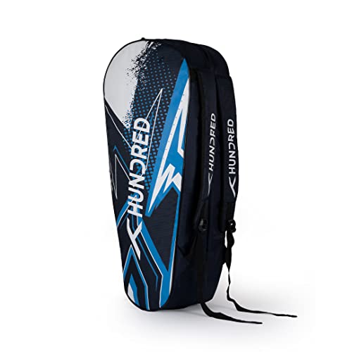HUNDRED Zest Badminton and Tennis Racquet Kit Bag | Material: Polyester | Multiple Compartment with Side Pouch | Easy-Carry Handle | Padded Back Straps | Front Zipper Pocket (Navy, 6 in 1) von HUNDRED