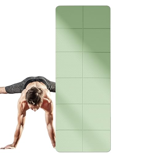 Zusammenklappbare Yogamatte, faltbare Fitnessmatte,Leichte Matte für Reisen - Barfuß-Übungsunterlage für Yoga, Pilates und Bodenübungen, 72 x 24 x 0,1 Zoll von HUNJHYC