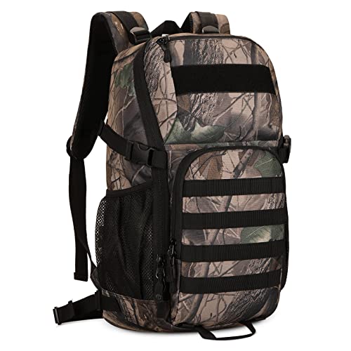 HUNTVP 25L Taktischer Rucksack Militär Daypack Wasserdicht MOLLE Reiserucksack Bundeswehr Wanderrucksack Trekkingrucksack Angelrucksack für Herren Damen Sport Radfahren Outdoor Camping,Blatt-Camo von HUNTVP